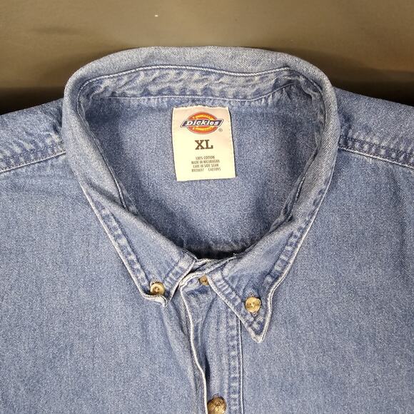 Vintage Dickies Shirt XL Denim Workwear 90s Y2K Americana Retro Outdoors Biker - Picture 7 of 12
